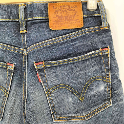 リーバイス Levis Lot705 革パッチ ジップアップ ストレッチ ストレート デニムパンツ レディース 28