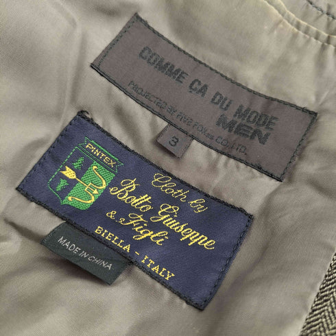 コムサデモードメン COMME CA DU MODE MEN 90s 三つボタン ヘリンボーン柄 テーラードジャケット メンズ JPN:3