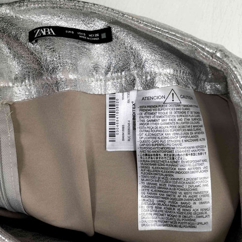 ザラ ZARA メタリックペンシルタイトスカート レディース S