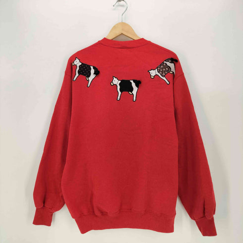 80-90S USA製 JERZEES ボディ SUPER SWEATS カウ 刺繍 クルーネック スウェット メンズ import:XL