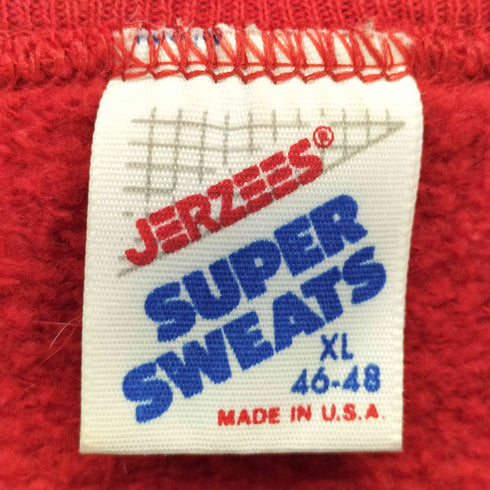 80-90S USA製 JERZEES ボディ SUPER SWEATS カウ 刺繍 クルーネック スウェット メンズ import:XL