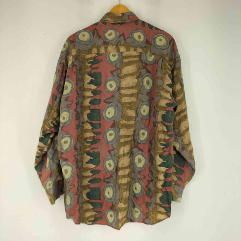 アランドロン ALAIN DELON 総柄 L/S シルク シャツ メンズ LL