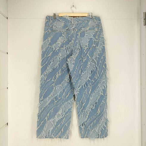 シーイン SHEIN ツイストデニムフリンジワイドパンツ メンズ XXL