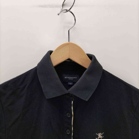 バーバリーゴルフ BURBERRY GOLF ロゴ 刺繍 ノバチェックライン L/S ポロ シャツ レディース import:M