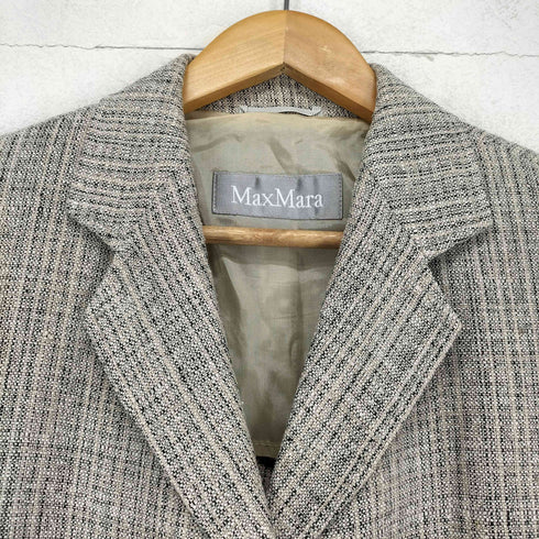 マックスマーラ MAX MARA リネンシルク 段返し3B テーラードジャケット レディース US:10