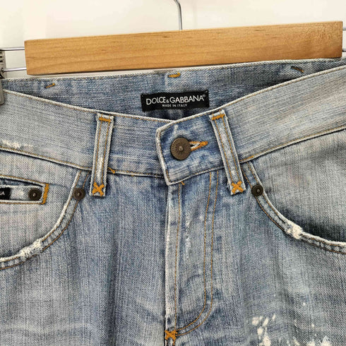 ドルチェアンドガッバーナ DOLCE&GABBANA ダメージ加工 ストレートデニム メンズ 44