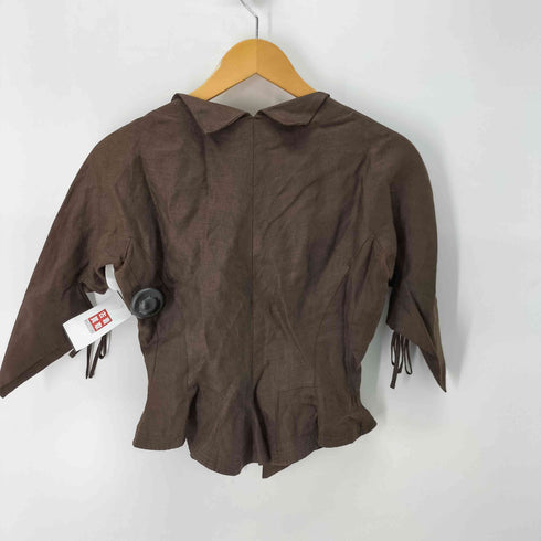 ヨウジヤマモト Yohji Yamamoto 変形 リネン 半袖 ジップアップブルゾン レディース JPN:1