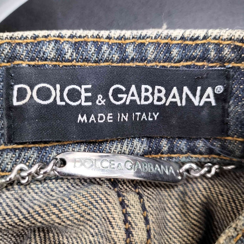 ドルチェアンドガッバーナ DOLCE&GABBANA ダメージ加工 マオカラ― デニムジャケット レディース 36