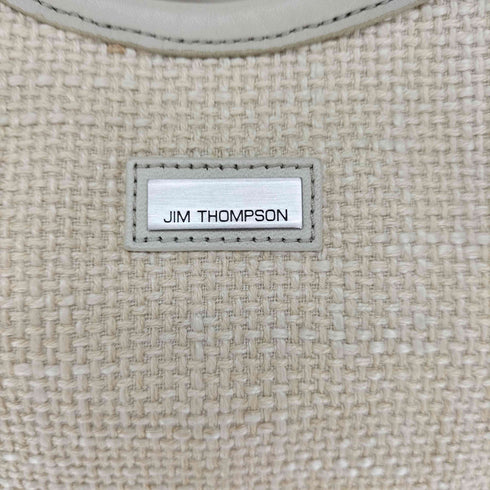 ジムトンプソン JIM THOMPSON レザー リネン ロゴプレート ハンドバック レディース