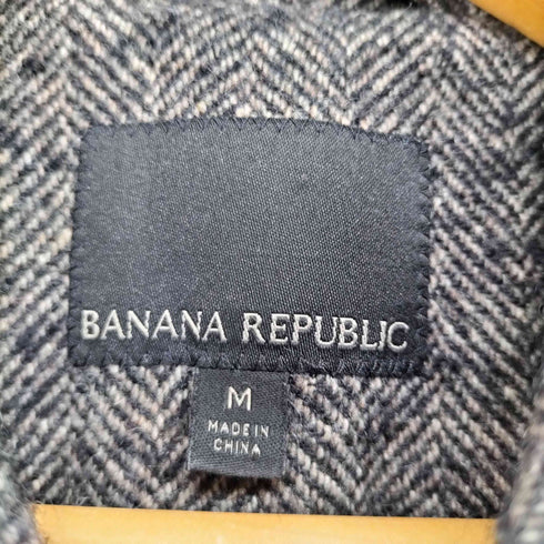 バナナリパブリック BANANA REPUBLIC ヘリンボーン比翼ステンカラーコート メンズ M