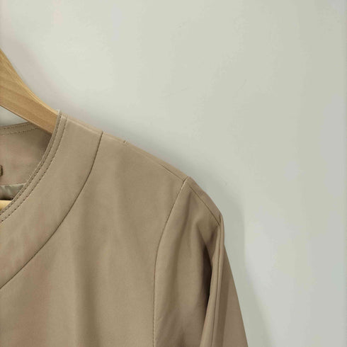 ハートイッセイミヤケ Haat ISSEY MIYAKE 羊革 ラムレザー ノーカラー ジャケット レディース JPN:3