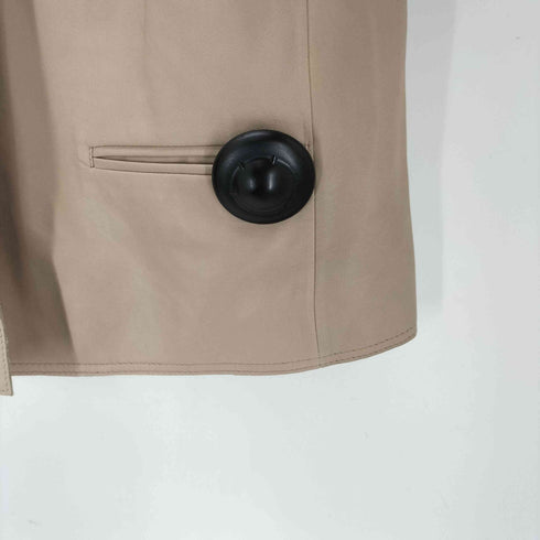 ハートイッセイミヤケ Haat ISSEY MIYAKE 羊革 ラムレザー ノーカラー ジャケット レディース JPN:3