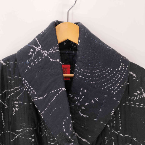 ハートイッセイミヤケ Haat ISSEY MIYAKE 混紡 刺し子 生地 刺繍 総柄 ロング コート レディース JPN:2