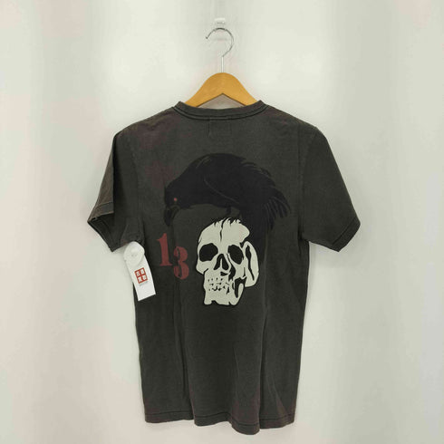 オールドクロウ OLD CROW ワンポイント プリント クラックデザイン フェード クルーネック半袖Tシャツ メンズ S