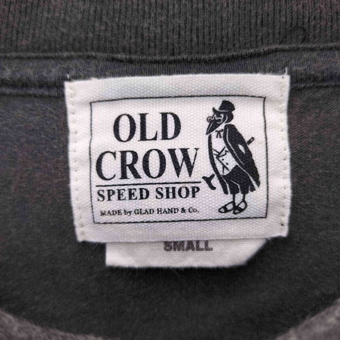 オールドクロウ OLD CROW ワンポイント プリント クラックデザイン フェード クルーネック半袖Tシャツ メンズ S