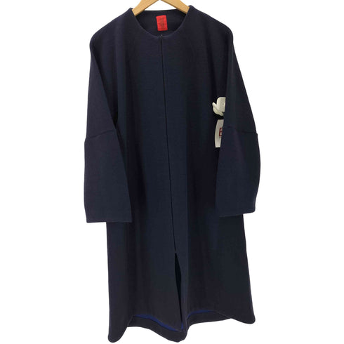 ハートイッセイミヤケ Haat ISSEY MIYAKE ポリ ウール 混紡 ジップアップ ノーカラー コート レディース JPN:3