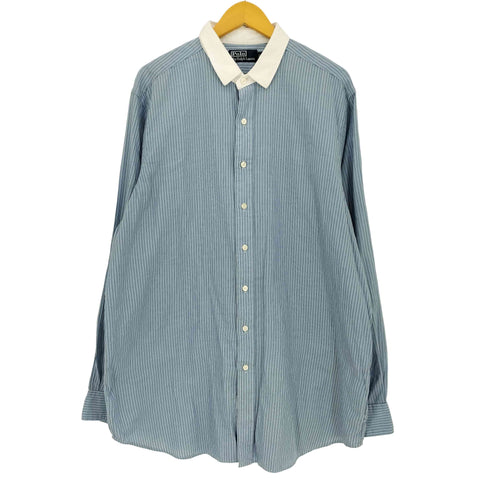 ポロバイラルフローレン Polo by RALPH LAUREN 90-00s ポニー無し ストライプ クレリックシャツ メンズ XLT