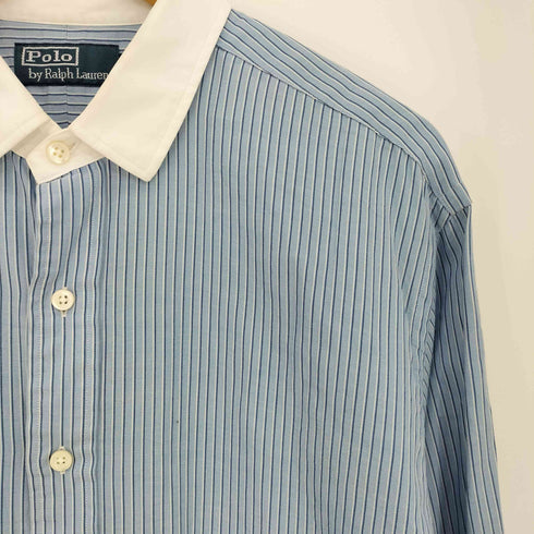 ポロバイラルフローレン Polo by RALPH LAUREN 90-00s ポニー無し ストライプ クレリックシャツ メンズ XLT