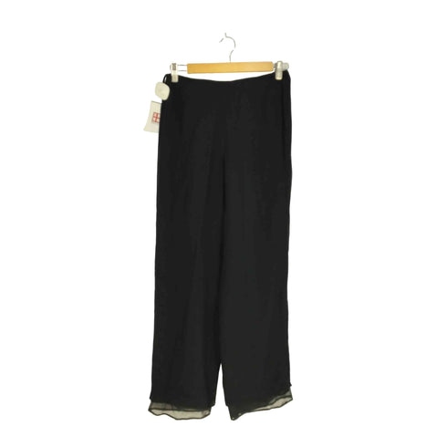 ダナキャランニューヨーク DKNY SIGNATURE シルク100% 裾レイヤード サイドビジュー パンツ レディース FR:36
