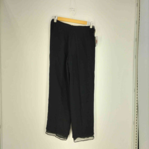 ダナキャランニューヨーク DKNY SIGNATURE シルク100% 裾レイヤード サイドビジュー パンツ レディース FR:36