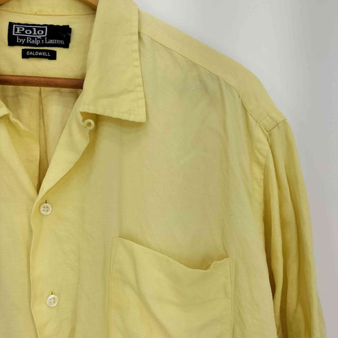 ポロバイラルフローレン Polo by RALPH LAUREN 90-00s CALDWELL シルクリネン 半袖開襟シャツ 裾ポニー メンズ import:XL
