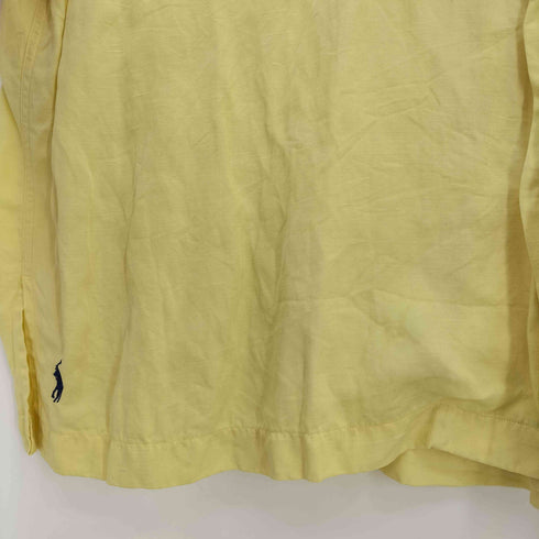 ポロバイラルフローレン Polo by RALPH LAUREN 90-00s CALDWELL シルクリネン 半袖開襟シャツ 裾ポニー メンズ import:XL