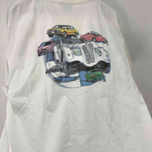 企業 USA製 袖シングル&裾ダブル ロゴプリントTシャツ メンズ import:XL