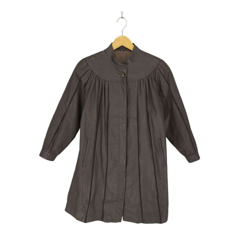cow leather カウレザースタンドカラーデザインコート レディース F