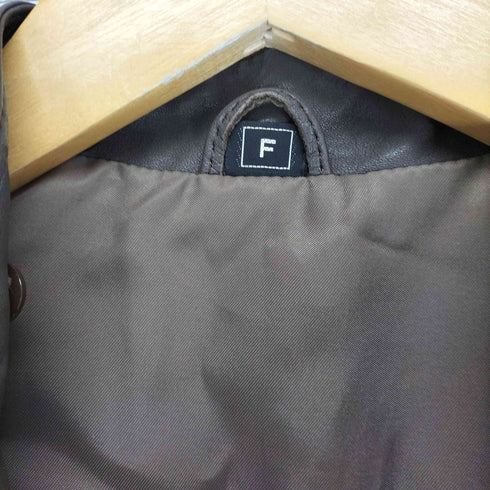 cow leather カウレザースタンドカラーデザインコート レディース F
