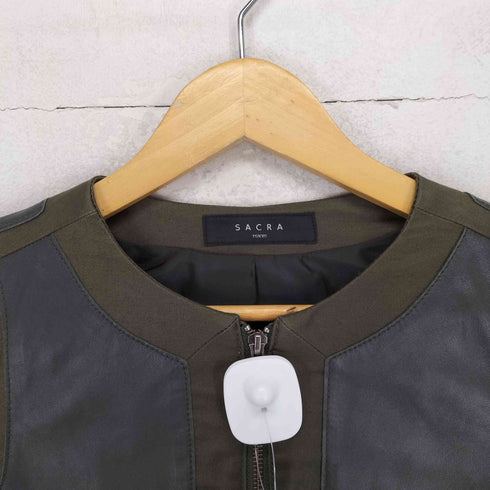 サクラ SACRA lamb leather ラムレザー切替ダブルジップシングルライダースジャケット レディース 38