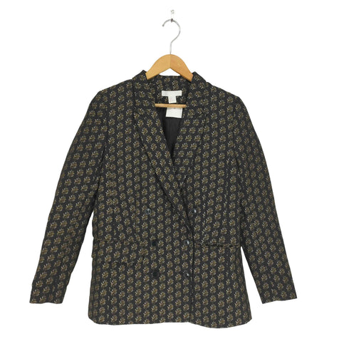 エイチアンドエム H&M ジャガードリーフデザインダブルテーラードジャケット レディース 38