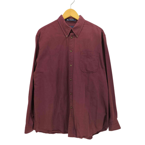 ジョンアッシュフォード JOHN ASHFORD 90-00S ヘリンボーン ツイル L/S ボタンダウン シャツ メンズ import:L