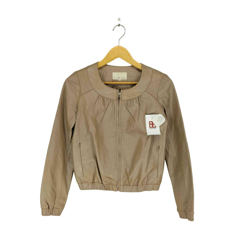 エムプルミエ M-PREMIER lamb leather ラムレザーノーカラージャケット レディース 36