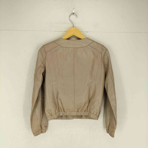 エムプルミエ M-PREMIER lamb leather ラムレザーノーカラージャケット レディース 36