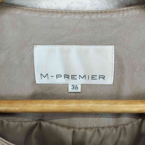 エムプルミエ M-PREMIER lamb leather ラムレザーノーカラージャケット レディース 36