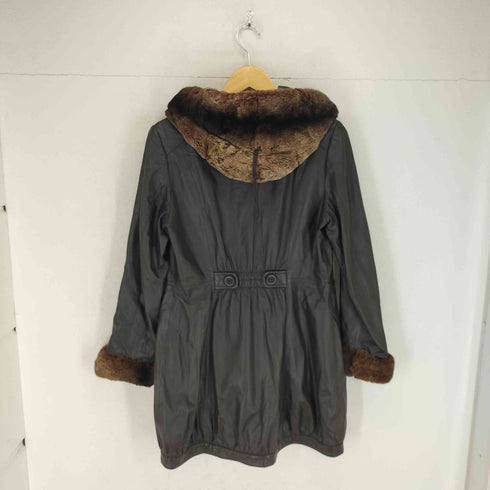 neuf cent neuf lamb leather rex rabbit fur ラムレザーレッキスファーコート レディース 40