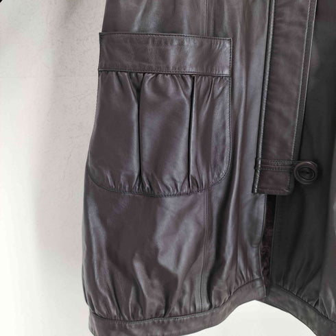 neuf cent neuf lamb leather rex rabbit fur ラムレザーレッキスファーコート レディース 40