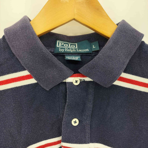 ポロバイラルフローレン Polo by RALPH LAUREN 90s ポニー刺繍ロゴ ボーダー ポロシャツ メンズ import:L