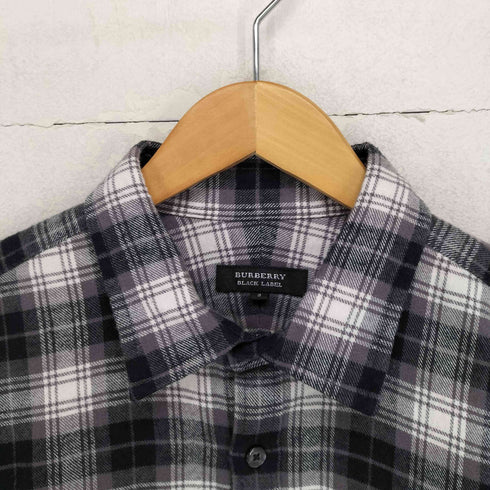 バーバリーブラックレーベル BURBERRY BLACK LABEL 裾ホース刺繍チェック柄レギュラーシャツ メンズ 3