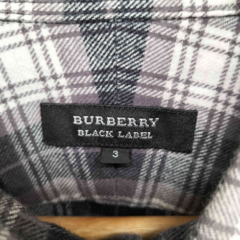 バーバリーブラックレーベル BURBERRY BLACK LABEL 裾ホース刺繍チェック柄レギュラーシャツ メンズ 3