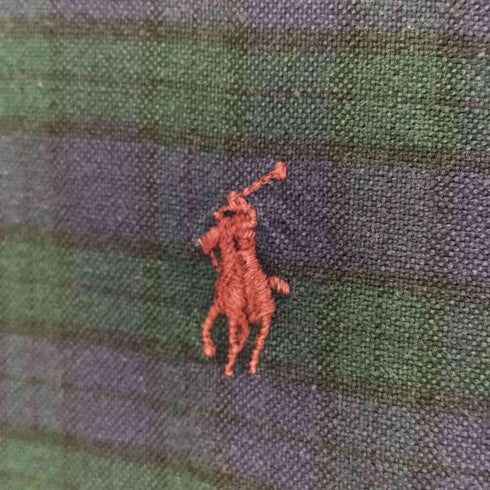 ラルフローレン RALPH LAUREN USA製 ポニー刺繍 ボタンダウン ブラックウォッチ シャツ メンズ import:L