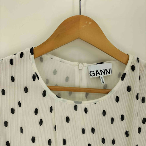 ガニー Ganni ドット柄 プリーツワンピース レディース 42