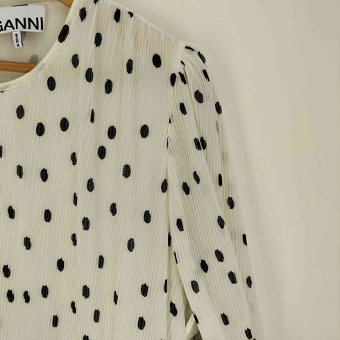 ガニー Ganni ドット柄 プリーツワンピース レディース 42
