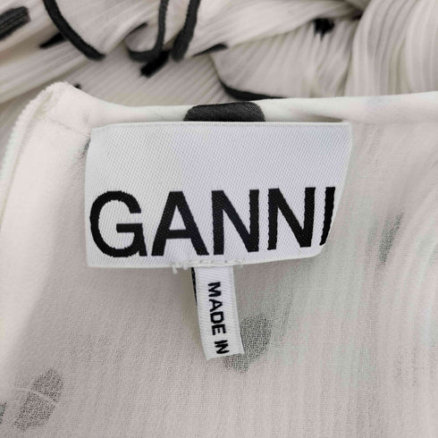 ガニー Ganni ドット柄 プリーツワンピース レディース 42