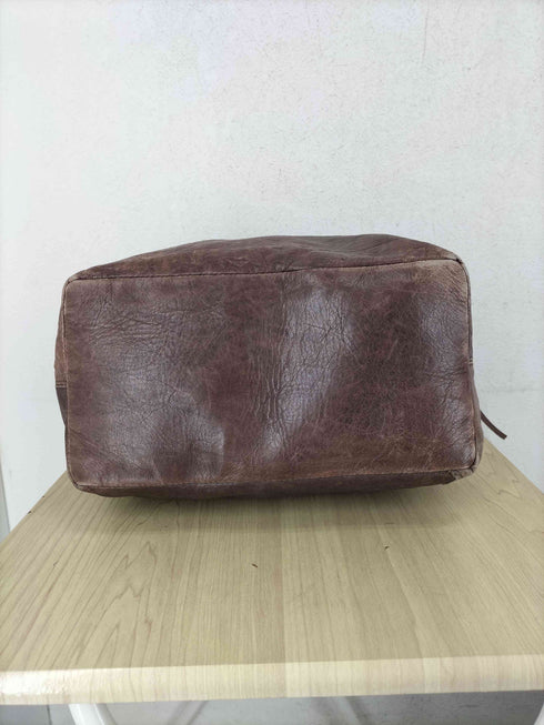 guriguri フリンジ切替スタッズレザーハンドバッグ レディース