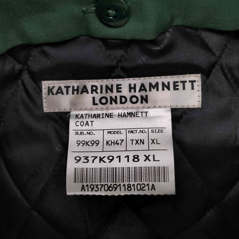 キャサリンハムネットロンドン KATHARINE HAMNETT LONDON 裏地キルティング ライナー付き ダブルブレスト バルマカーン ステンカラー トレンチ コート メンズ import:XL