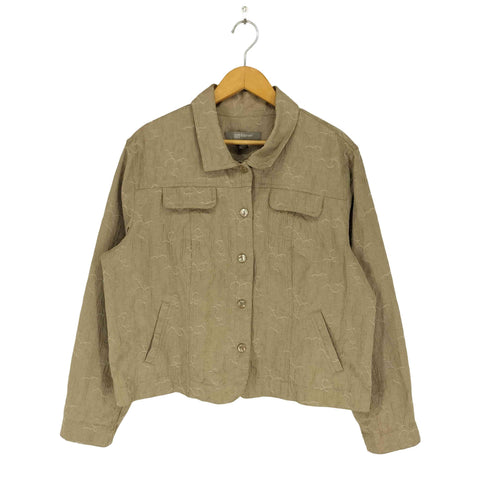 クラフトアンドバロー Croft&Barrow 総柄刺繍フラップポケットジャケット レディース JPN:XL