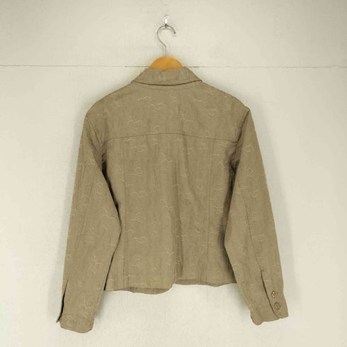 クラフトアンドバロー Croft&Barrow 総柄刺繍フラップポケットジャケット レディース JPN:XL