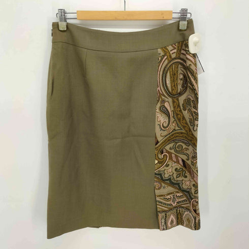 エトロ ETRO イタリア製 総柄 切り替え シルク タイト スカート レディース EUR:40-42