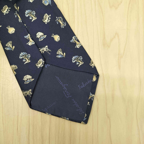 サルヴァトーレフェラガモ Salvatore Ferragamo イタリア製 総柄 シルク ネクタイ メンズ